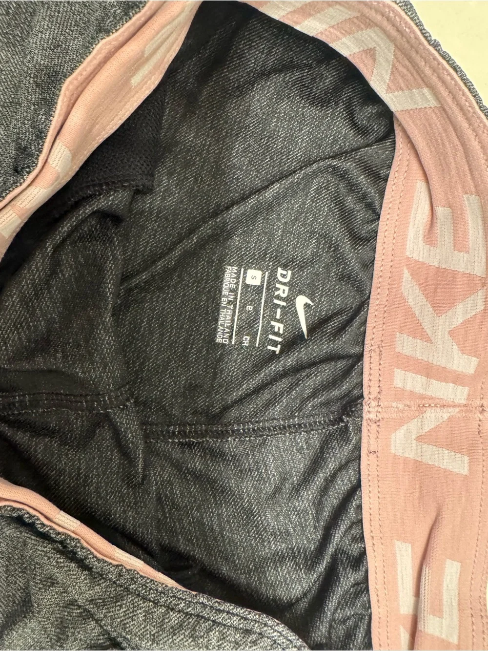 Nike Black Heather Shorts with Pink Branded Waistband